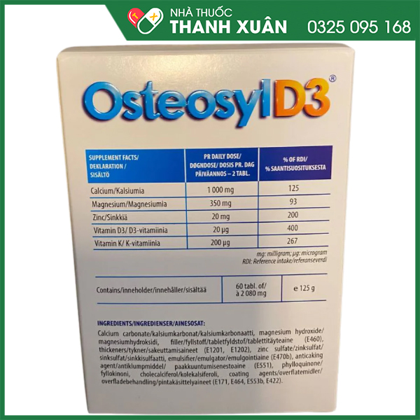 Osteosyl D3 viên uống bổ sung Vitamin D calci